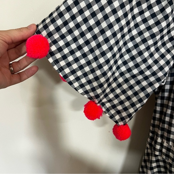 Sundress Alena Gingham Pom Pom Off Shoulder High Low Dress - Picture 8 of 14